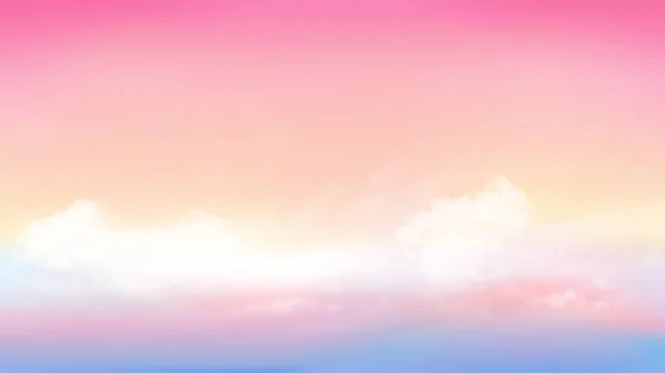 Ciel Rose Coloré Nuages Blancs Doux Flottaient Dans Ciel Par — Image vectorielle