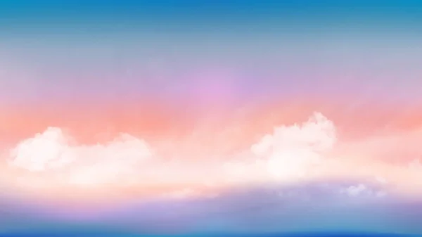 Ciel Bleu Coloré Nuages Blancs Doux Flottaient Dans Ciel Par — Image vectorielle
