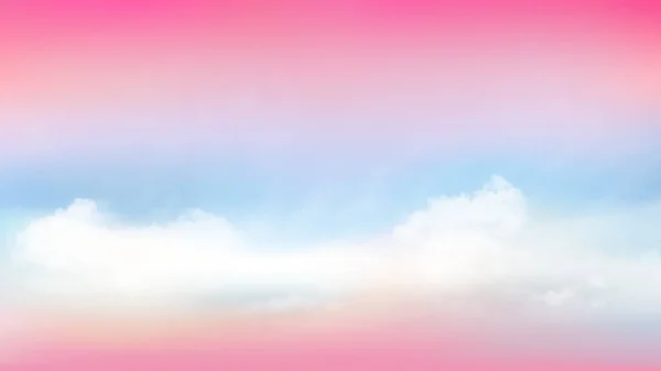 Pink Colorful Sky White Soft Clouds Floated Sky Clear Day — Stock Vector