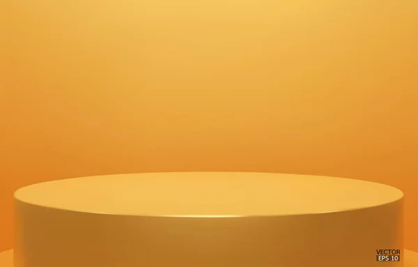 Шинный Желтый Круглый Пьедестал Студийных Задниках Бланк Дисплея Чистое Помещение — стоковый вектор