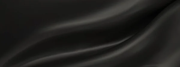 Fond Vectoriel Abstrait Soie Noire Tissu Noir Luxe Vague Liquide — Image vectorielle