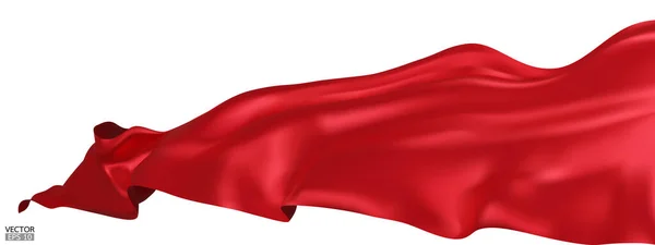 Fliegende Rote Seide Textilstoff Flagge Hintergrund Glatte Elegante Rote Satin — Stockvektor