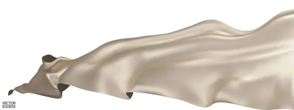 Flying Béžové Hedvábí Textilní Tkaniny Vlajkové Pozadí Hladký Elegantní Béžový — Stockový vektor