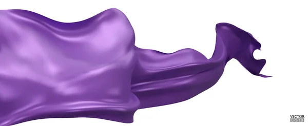 飛行紫色の絹織物の旗の背景 白を基調とした滑らかなエレガントなパープルサテングランドオープン式のために隔離 紫のカーテン 3Dベクトル図 — ストックベクタ