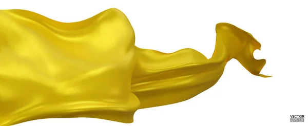 Pływające Żółte Jedwabne Tkaniny Tło Flagi Gładka Elegancka Żółta Satyna — Wektor stockowy