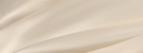 Abstract golden silk vector background. Luxury white cloth or liquid wave. Abstract or cream fabric texture background. Beige Cloth soft wave. Creases of satin, silk, and Smooth elegant cotton.