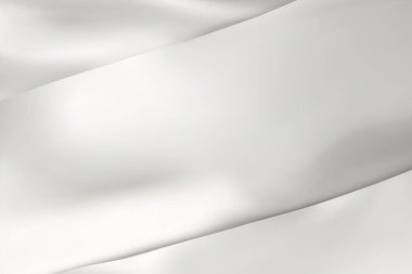Beyaz kumaş arka plan lüksü. Dalgalı ipek kumaş. Yığınla ipek kumaş. Beyaz arka plan. 3B vektör illüstrasyonu.