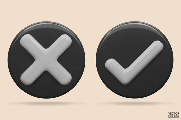 Negro Blanco Checkmark Icono Marca Señal Verificación Símbolo Derecho Signo — Vector de stock