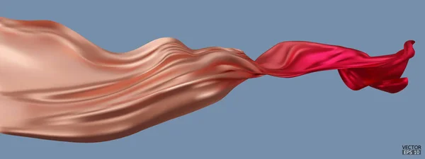 Flying Gradient Beige Tissu Soie Rouge Drapeau Isolé Sur Fond — Image vectorielle
