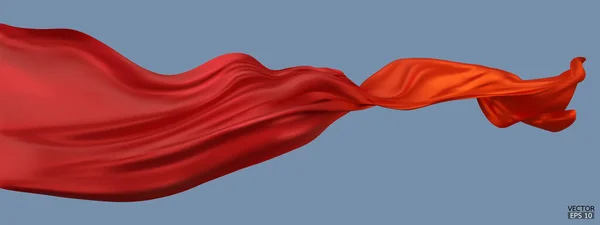 Bandera Tela Seda Roja Naranja Con Gradiente Volador Aislado Sobre — Vector de stock