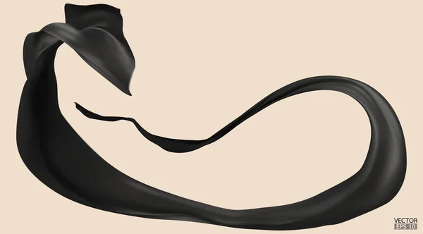Flying Tissu Soie Noire Fond Drapeau Tissu Satin Noir Élégant — Image vectorielle