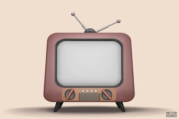 Renderizar Marrom Estilo Vintage Televisão Desenhos Animados Isolar Fundo Retro — Vetor de Stock