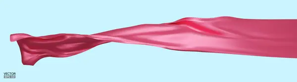 空飛ぶピンクの絹織物の旗の背景 ブルーを基調とした滑らかなエレガントなピンクサテングランドオープン式のために隔離されました ピンクのカーテン 3Dベクトル図 — ストックベクタ