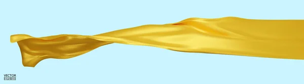 Flying Žluté Hedvábí Textilní Tkaniny Vlajky Pozadí Hladký Elegantní Žlutý — Stockový vektor