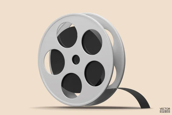 White Film Icoon Geïsoleerd Beige Achtergrond Video Camera Tape Teken — Stockvector