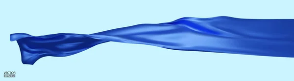 Flying Blue Silk Textil Tela Bandera Fondo Suave Elegante Satén — Archivo Imágenes Vectoriales