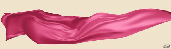 空飛ぶピンクの絹織物の旗の背景 ベージュに閉じ込められた滑らかなエレガントなピンクサテングランドオープン式のための背景 ピンクのカーテン 3Dベクトル図 — ストックベクタ
