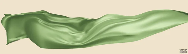 Flying Světle Zelené Hedvábí Textilní Tkaniny Vlajkové Pozadí Hladká Elegantní — Stockový vektor
