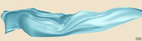 Flying Tela Seda Azul Claro Fondo Bandera Liso Elegante Satén — Archivo Imágenes Vectoriales