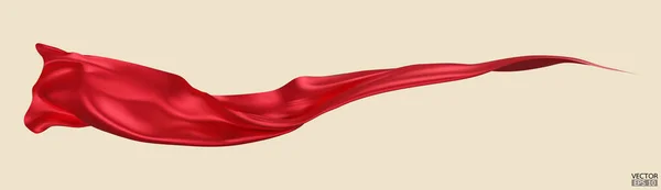 Pływające Czerwony Jedwab Tkaniny Tło Flagi Gładka Elegancka Czerwona Satyna — Wektor stockowy
