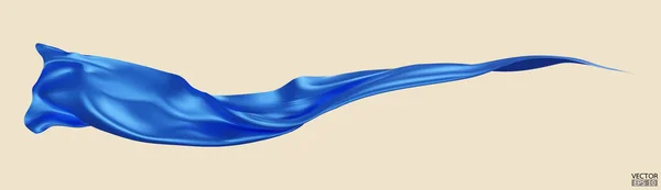 Flying Blue Hedvábí Textilie Vlajka Pozadí Hladký Elegantní Modrý Satén — Stockový vektor