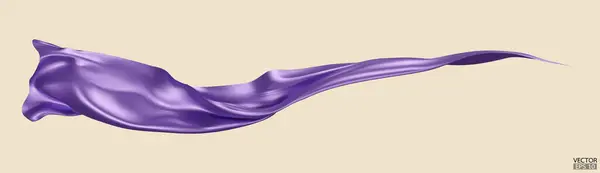 飛行紫色の絹織物の旗の背景 ベージュ地に分離された滑らかなエレガントな紫色のサテングランドオープン式のための背景 紫のカーテン 3Dベクトル図 — ストックベクタ