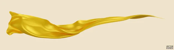 Flying Yellow Silk Fabric Flag Background Liso Elegante Satén Amarillo — Archivo Imágenes Vectoriales