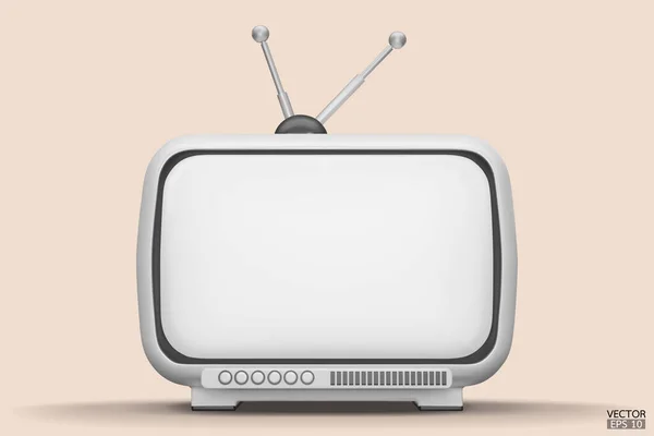 Rendering Weißen Vintage Television Cartoon Stil Isolieren Auf Dem Hintergrund — Stockvektor
