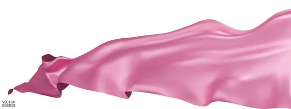 飘扬的粉色丝绸面料旗帜背景 光滑典雅的粉红缎子与白色背景隔离 为盛大的开幕式 粉红窗帘3D矢量说明 — 图库矢量图片