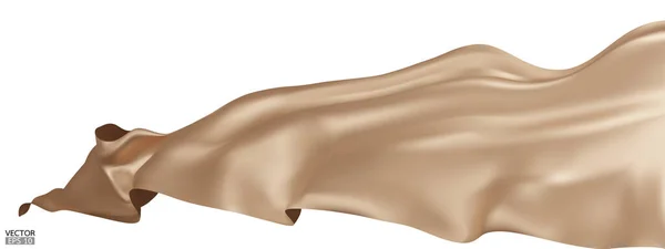 Flying Brown Soie Tissu Tissu Drapeau Arrière Plan Satin Beige — Image vectorielle