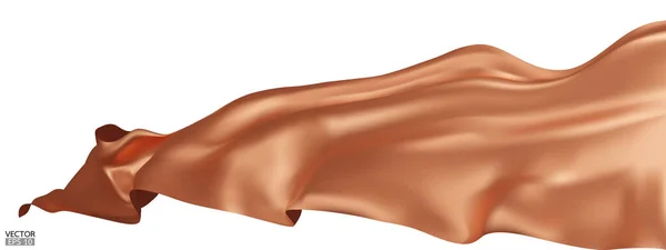 Flying Oranžové Hedvábí Textilní Tkaniny Vlajka Pozadí Hladký Elegantní Oranžový — Stockový vektor