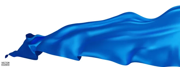 Fliegende Blaue Seide Textilstoff Flagge Hintergrund Glatter Eleganter Blauer Satin — Stockvektor