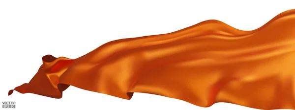 Flygande Orange Silke Textil Tyg Flagga Bakgrund Smidig Elegant Orange — Stock vektor