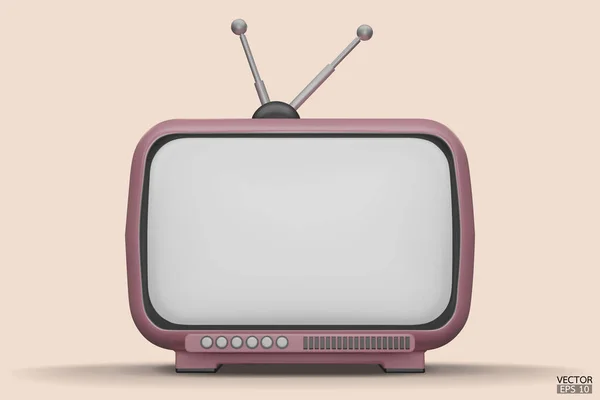 Boyutlu Pembe Vintage Televizyon Çizgi Filmi Stili Arka Planda Izole — Stok Vektör