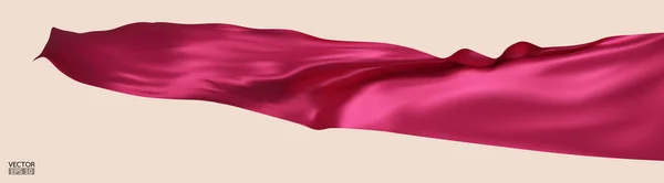 Fliegende Rote Seide Textilstoff Flagge Hintergrund Glatter Eleganter Roter Satin — Stockvektor