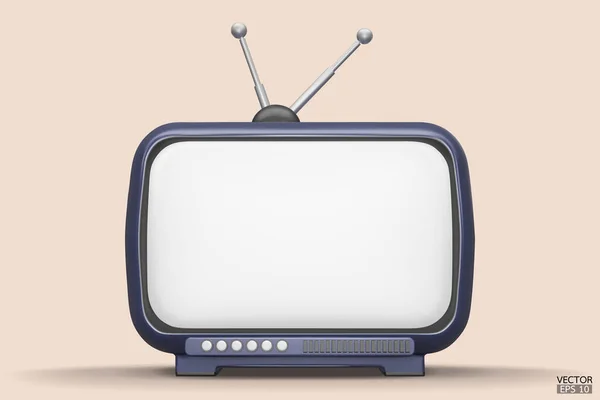 Render Dark Blue Vintage Television Cartoon Style Isolate Background Minimal — Stock Vector