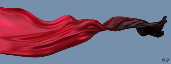 Flying Gradient Drapeau Tissu Soie Rouge Noir Isolé Sur Fond — Image vectorielle