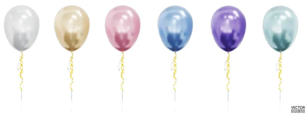 Set Von Realistischen Vektor Bunten Luftballons Isoliert Auf Weißem Hintergrund — Stockvektor
