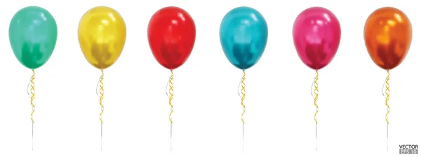 Zestaw Realistycznych Wektorowych Kolorowych Balonów Izolowanych Białym Tle Balony Helu — Wektor stockowy