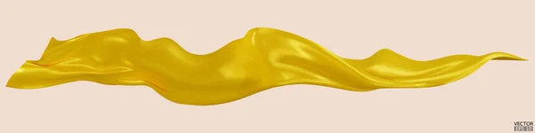 Fliegende Gelbe Seide Textilstoff Flagge Hintergrund Glatter Eleganter Gelber Satin — Stockvektor