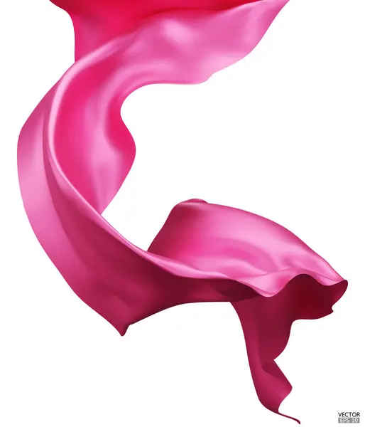 Flying Rosa Seide Textilstoff Flagge Hintergrund Glatte Elegante Rosa Satin — Stockvektor