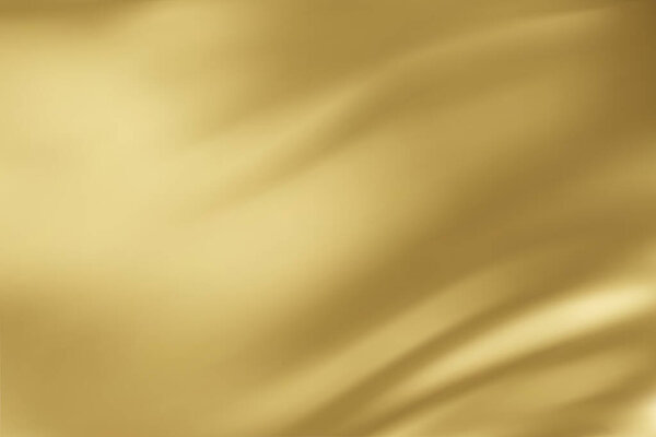 Close-up texture of natural gold silk. Light Golden fabric smooth texture surface background. Smooth elegant gold silk in Sepia toned. Texture, background, pattern, template. 3D vector illustration.