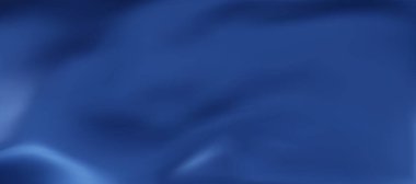 Soyut koyu mavi eğimli arkaplan. Minimalist ince dalgalı ipek dokusu. 3B vektör illüstrasyonu.