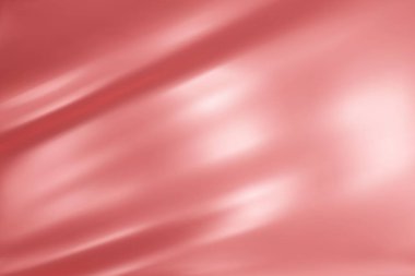 Soyut kırmızı eğimli arkaplan. Minimalist ince dalgalı pembe şeftali rengi ipek dokusu. 3B vektör illüstrasyonu.