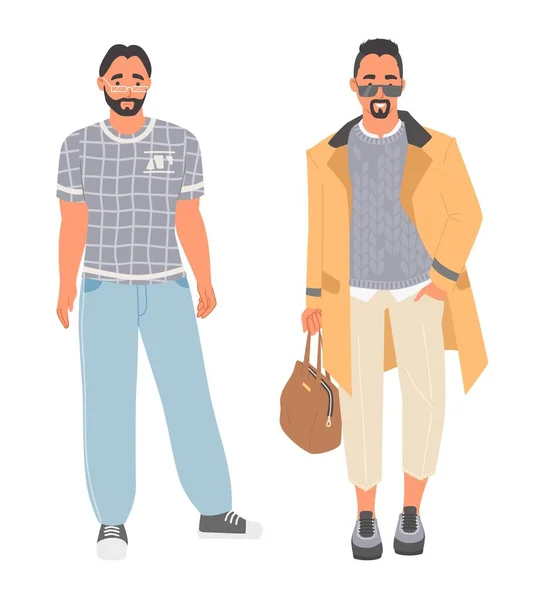 Portrait Homme Look Mode Personnage Masculin Vecteur Portant Des Tenues — Image vectorielle