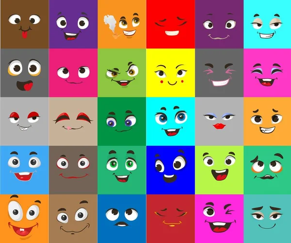 Emoji Vektor Inställd Söt Tecknad Emoticon Visar Dåliga Och Goda — Stock vektor
