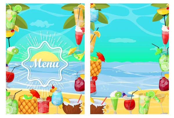 Letni Drink Beach Bar Menu Wektor Design Ilustracja Impreza Tropikalnym — Wektor stockowy