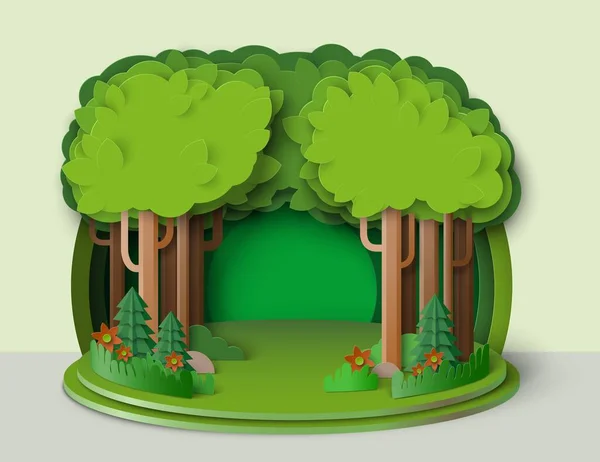 일러스트 낙엽수 전나무 목판화가 목판화가 생태학 — 스톡 벡터