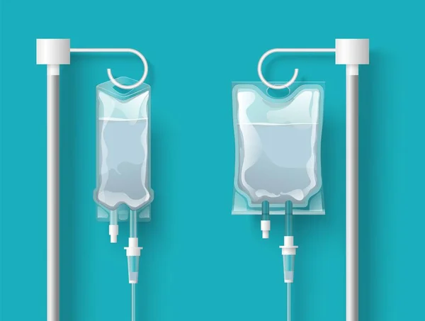 Lékařské Kapátka Pro Intravenózní Injekci Krevní Transfuzní Vektorové Ilustrace Realistickým — Stockový vektor