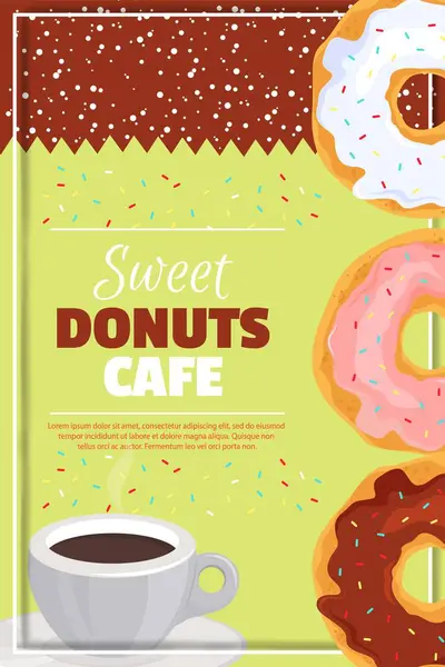 Cartaz Café Doce Donuts Modelo Capa Menu Folheto Loja Padaria Ilustração De Stock